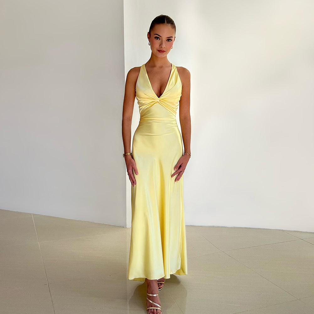 Vestido de satén entallado para mujer con personalidad de moda