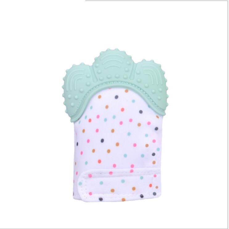 Anneau de dentition pour bébé, gants molaires en silicone anti-morsure, jouets sonores pour enfants