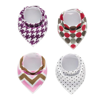 Lot de 4 bavoirs imprimés flèche vague triangle, accessoires bavoir bandana en coton pour bébé