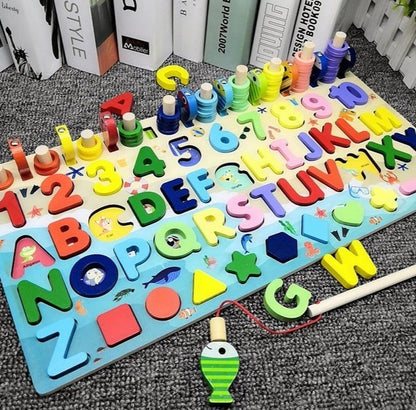 Jeu de puzzle 3D en bois pour enfants, alphabet et chiffres, jouet éducatif coloré avec lettres numériques géométriques