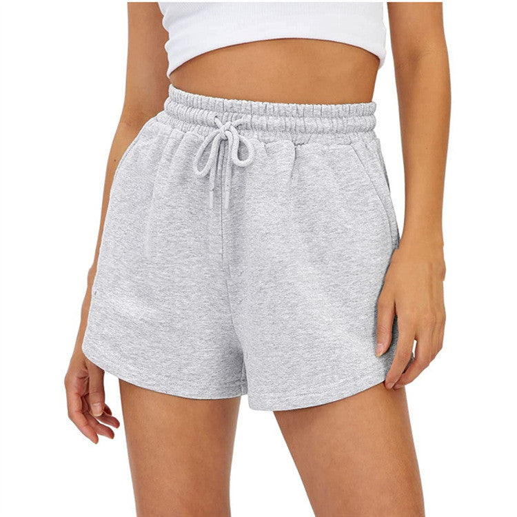 Pantalones cortos de mujer de talle alto elásticos informales para ejercicio y correr