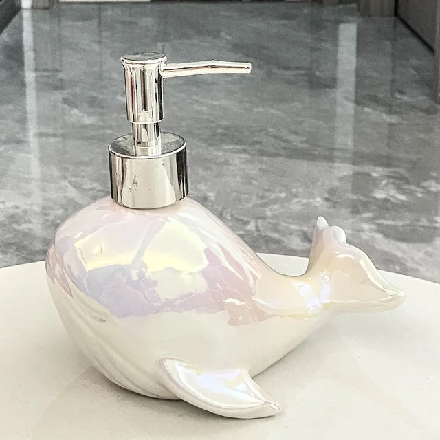 Creative Ceramic Whale Lotion Bottle Household Soap Bottle Shampoo Shower Gel Bottle Hand Sanitizer Bottles Bathroom Supplies by eprolo