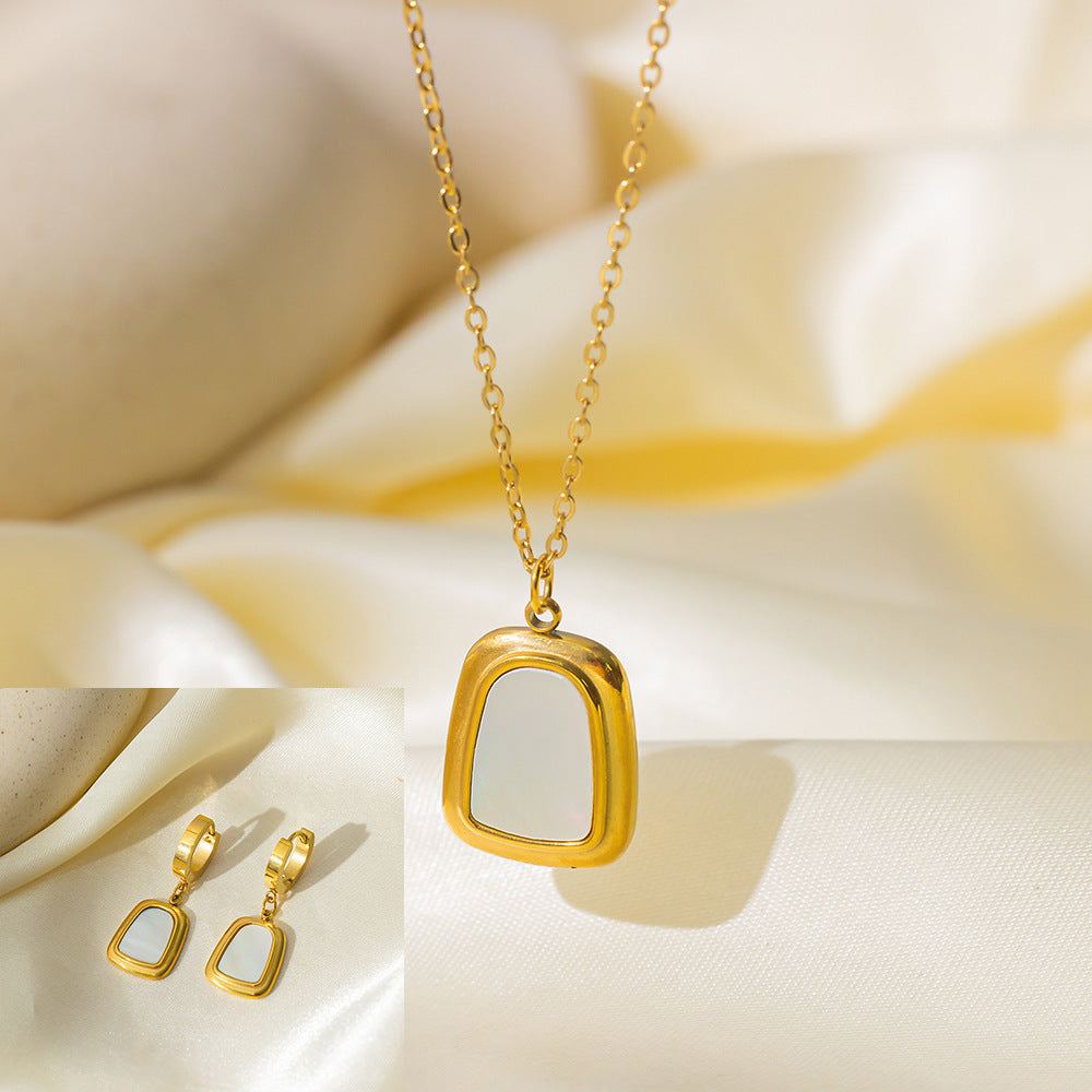 Juego de joyas de acero inoxidable para mujer: collar y pendientes