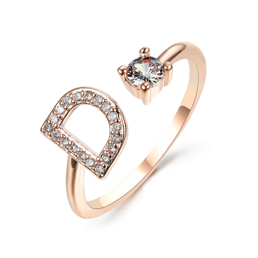 Anillo ajustable de nuevo diseño con 26 letras iniciales, joyería de moda para mujer, joyería simple y elegante