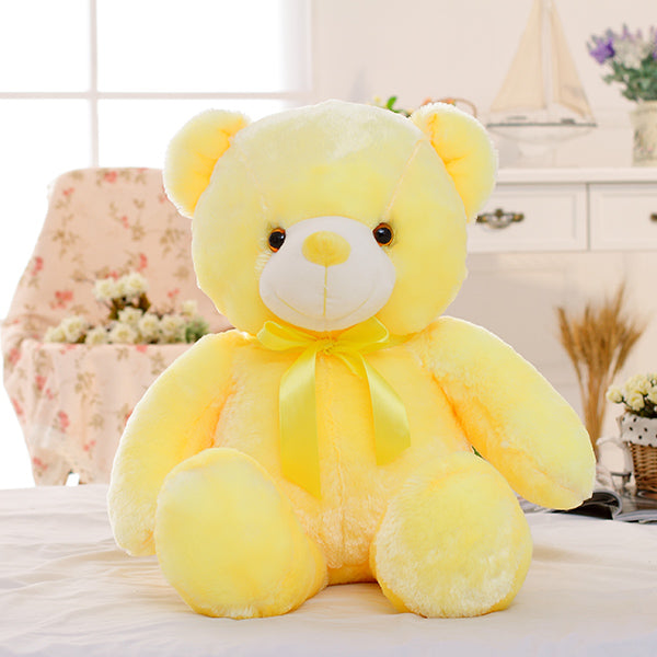 Ours en peluche lumineux à LED, jouet en peluche coloré et brillant, cadeau de Noël pour enfants, oreiller