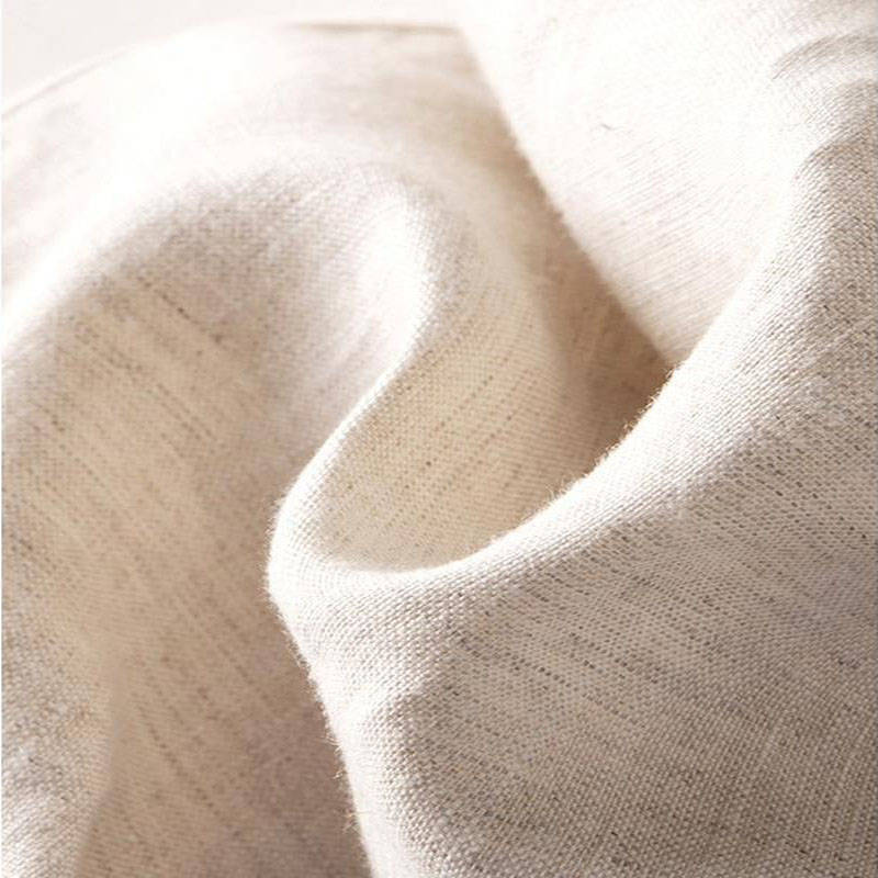 Pantalon long droit taille haute drapé ample et fin en coton et lin pour femme