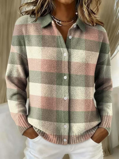 Haut cardigan à revers de chemise pour femme de couleur unie