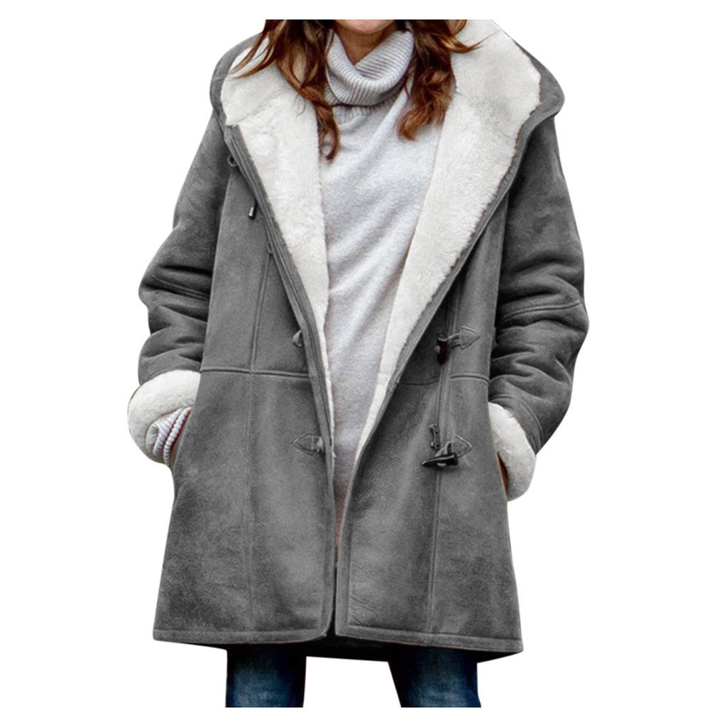Manteau boutonnage hiver chaud à capuche avec poches Vêtements Femme