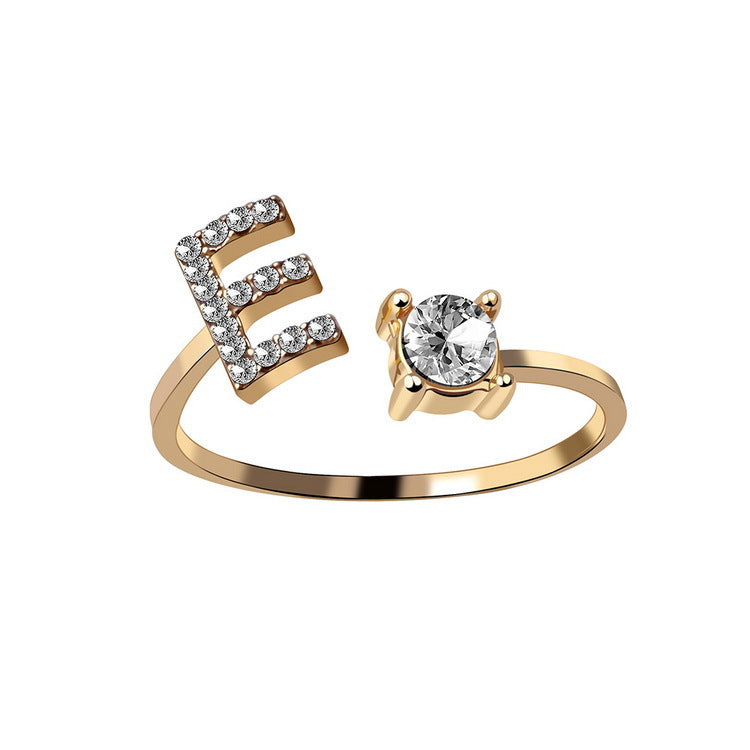 Anillo ajustable de nuevo diseño con 26 letras iniciales, joyería de moda para mujer, joyería simple y elegante