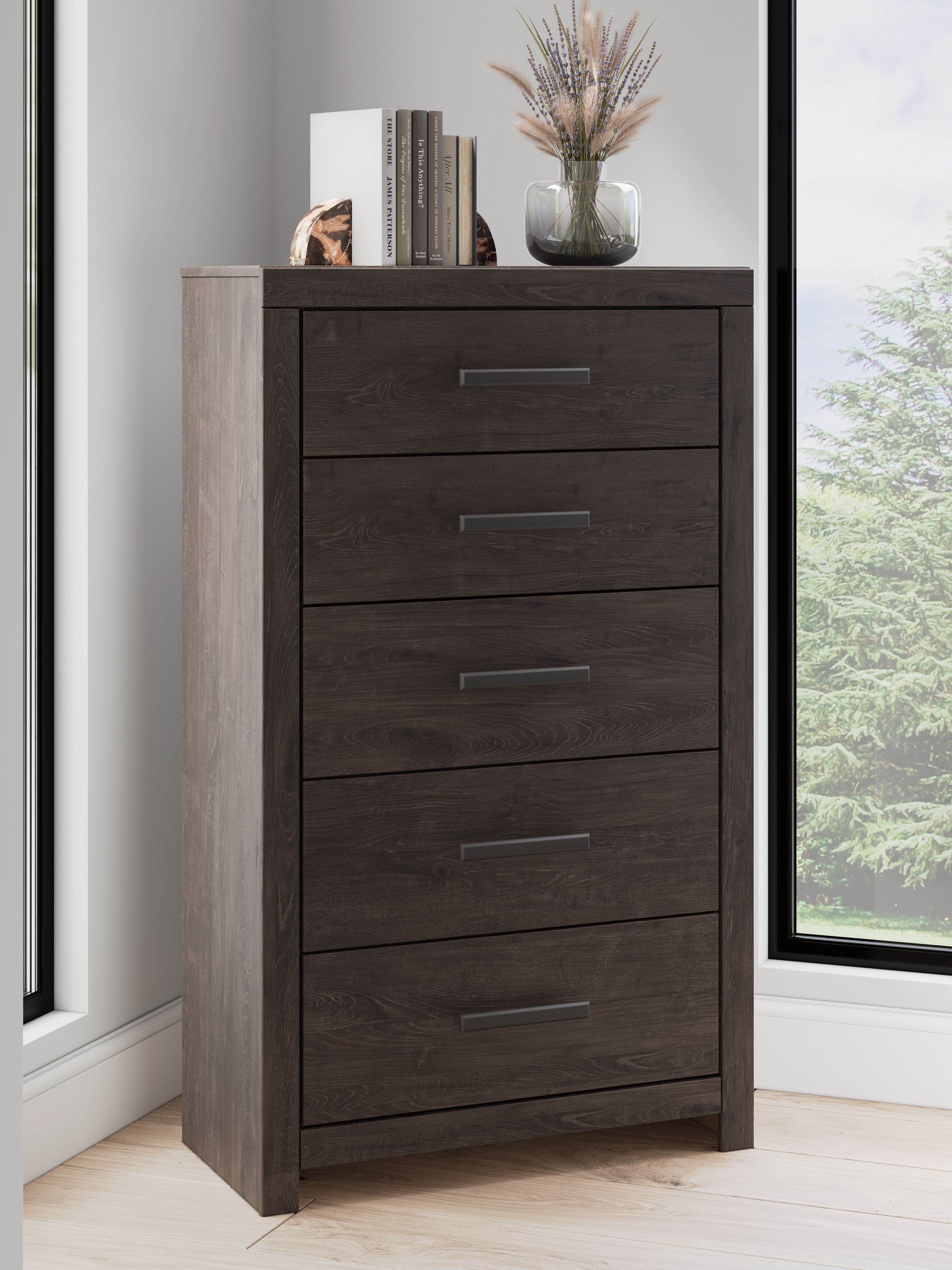 Prendonea - Five Drawer Chest - Charcoal-1