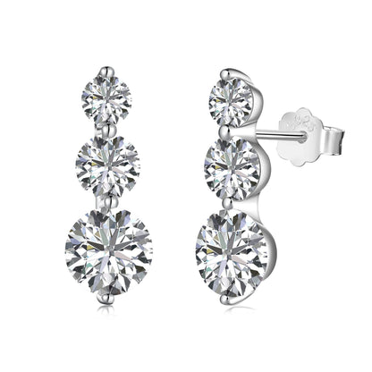 Parure Bague, Collier et Boucles d'Oreilles en Argent Sterling S925 avec Zircons Ronds