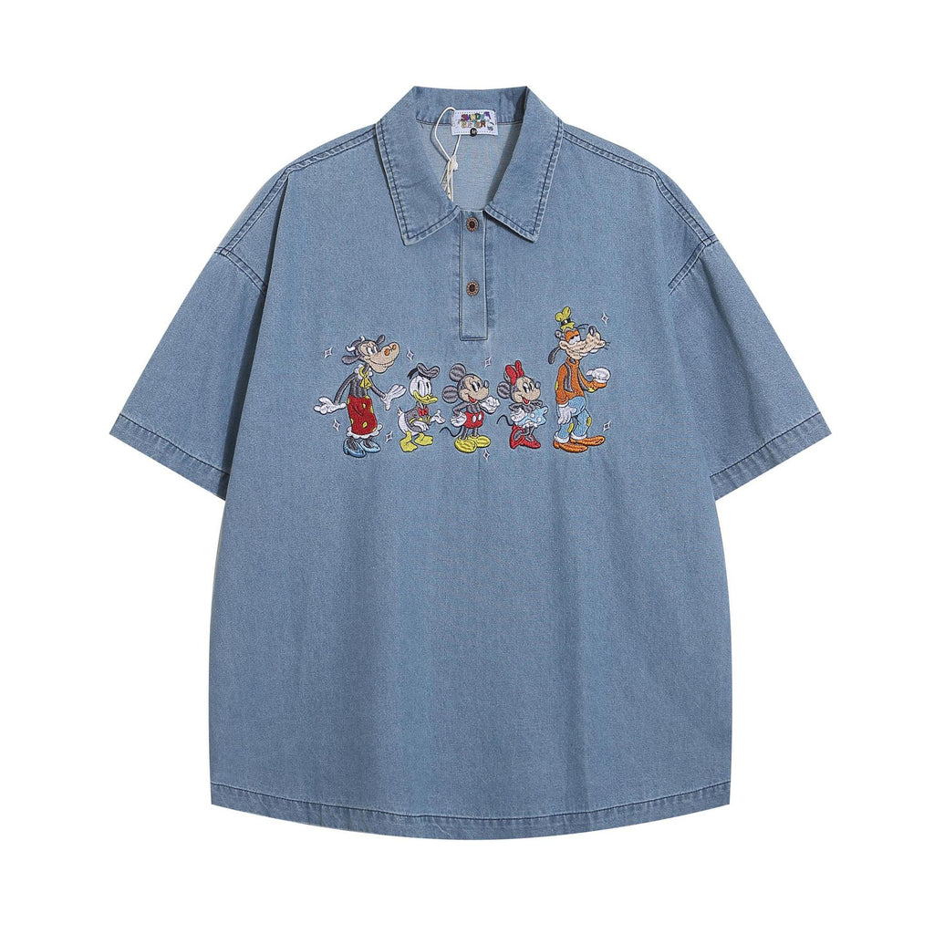 Mickey Anime Embroidered Cowboy Hooded Shirt