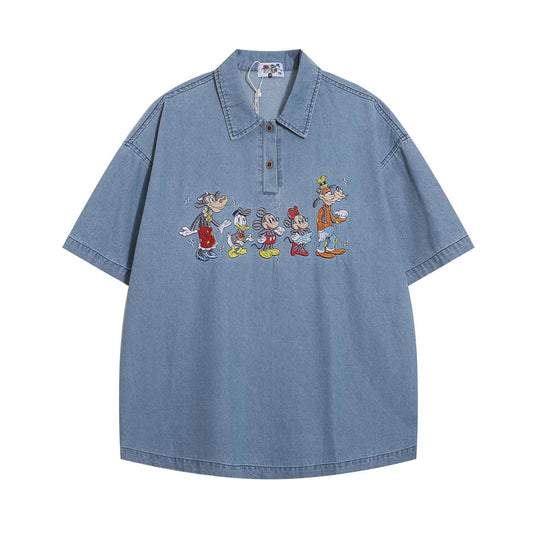Mickey Anime Embroidered Cowboy Hooded Shirt