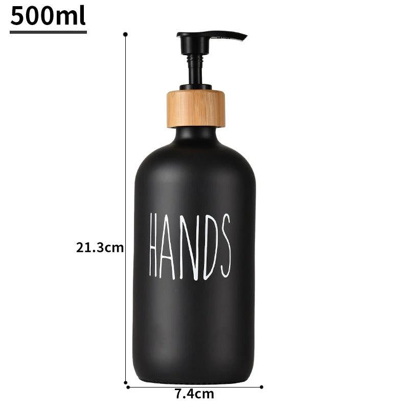 Glass 500ml Boston hand soap pump black and white split bottle wooden cap soap dispenser shampoo bottle by eprolo