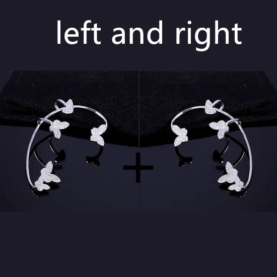 Boucles d'oreilles clips papillon en métal doré, zircon étincelant, sans piercing, pour femme, cadeau