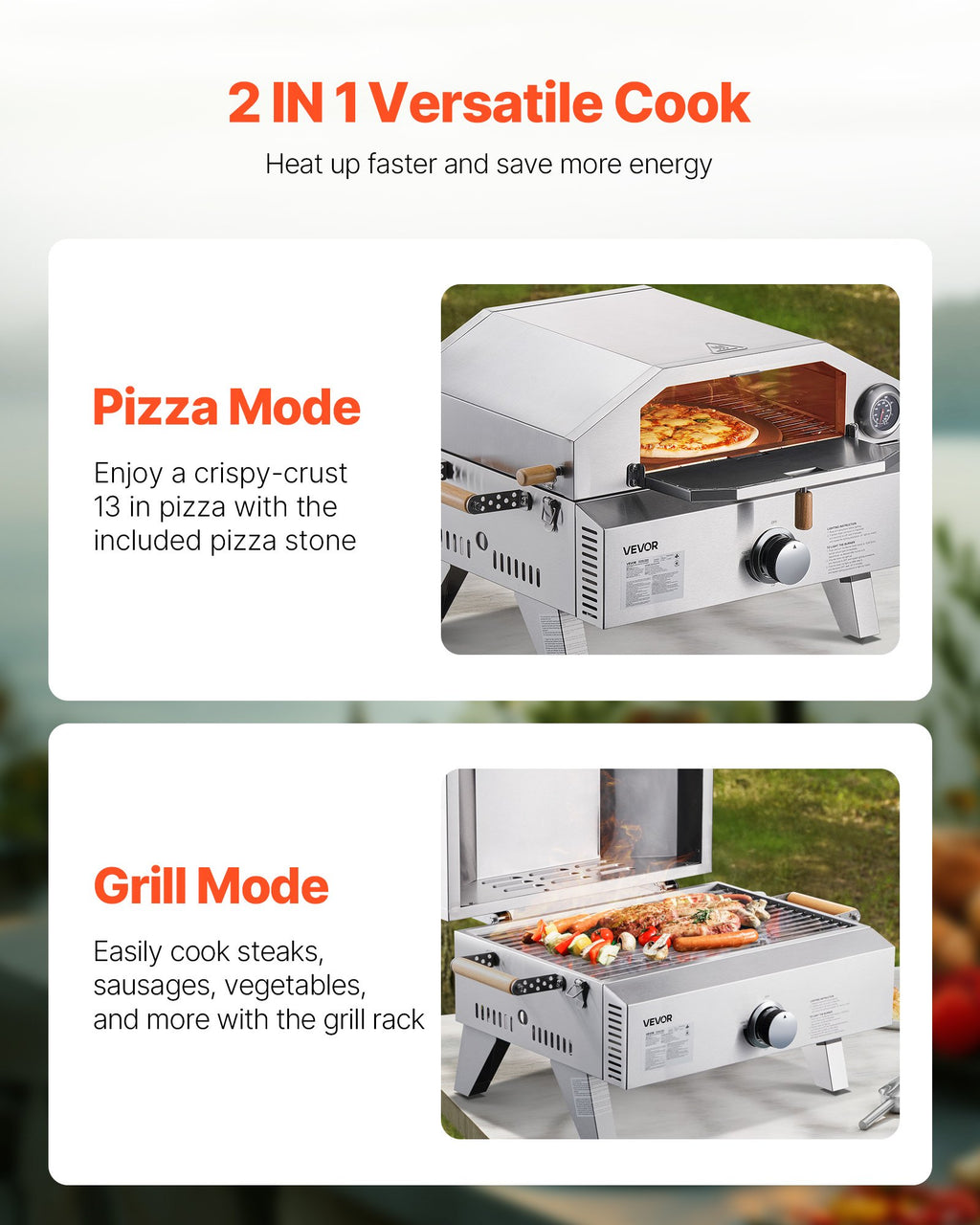 Outdoor Pizza Oven, 13 In Gas Fired Pizza-Maker
