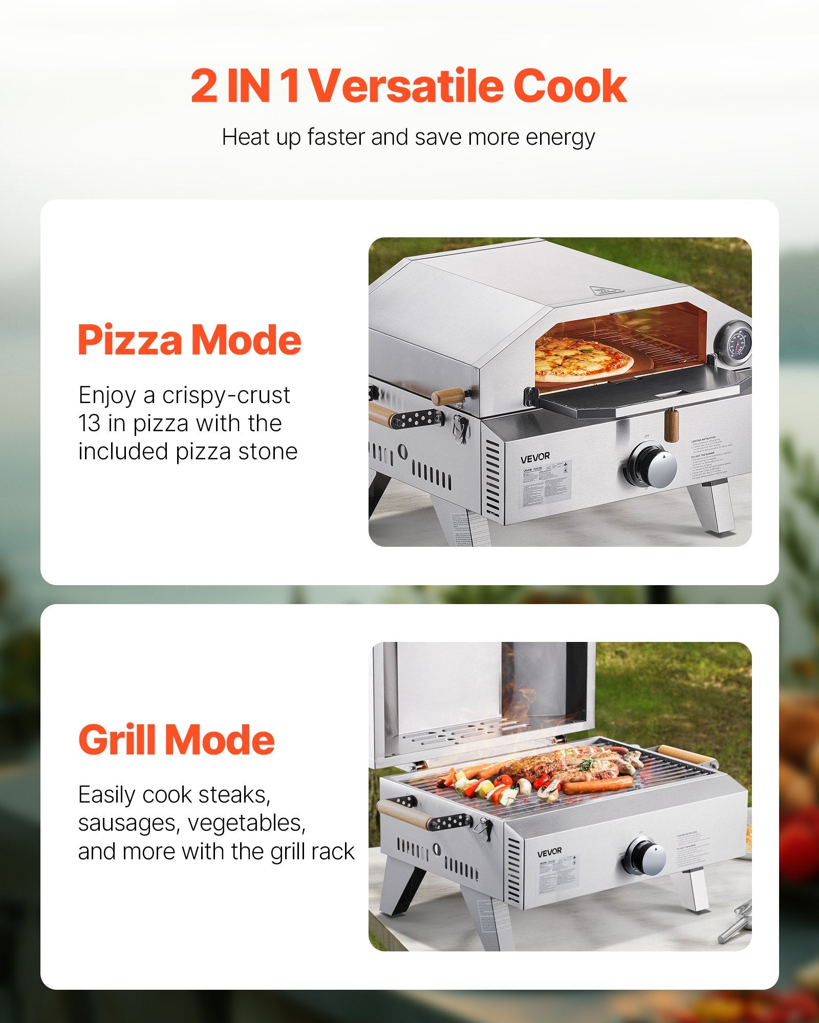 Outdoor Pizza Oven, 13 In Gas Fired Pizza-Maker