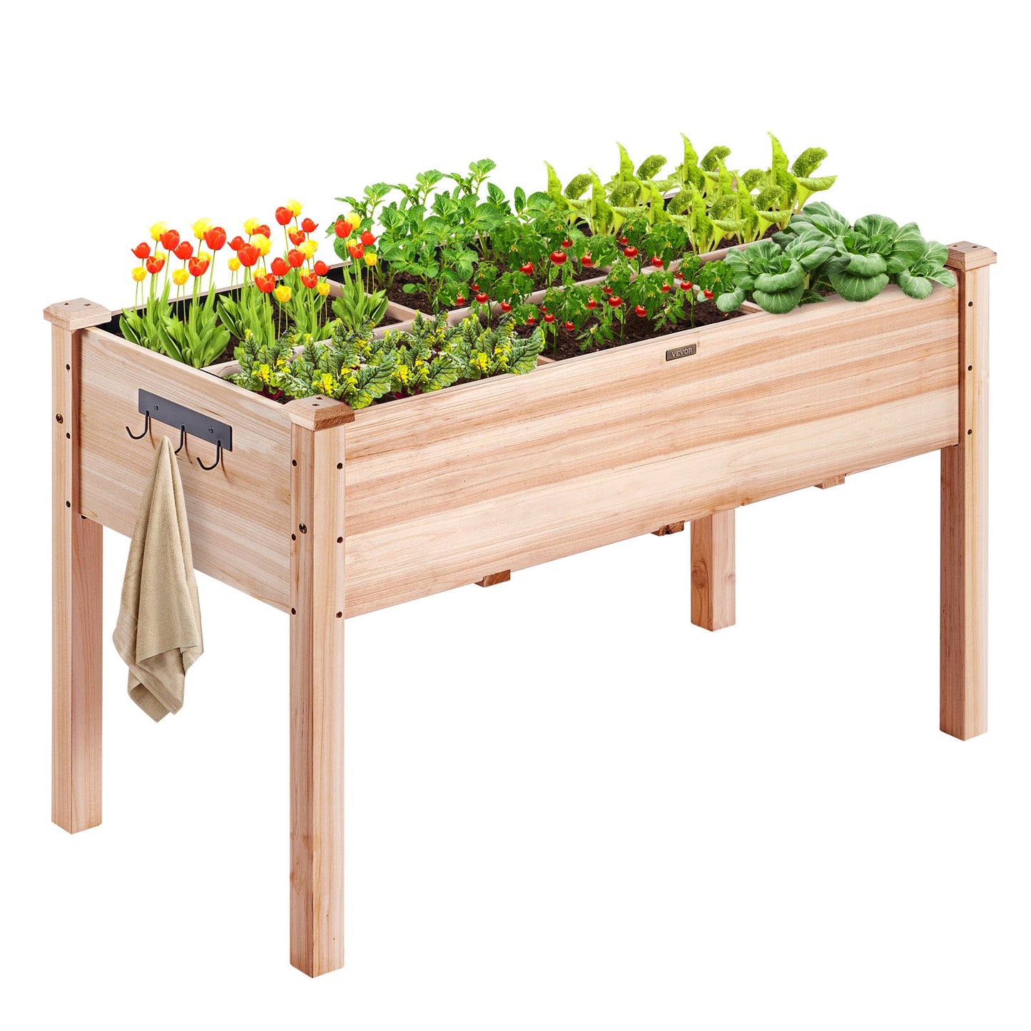 Jardinera elevada de madera de 120x58x76cm para flores y vegetales