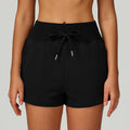 Short de sport molletonné taille haute avec cordon de serrage et poches pour l'extérieur