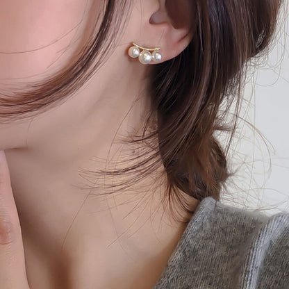 Boucles d'oreilles perles pour femme en argent 925 aiguille rétro