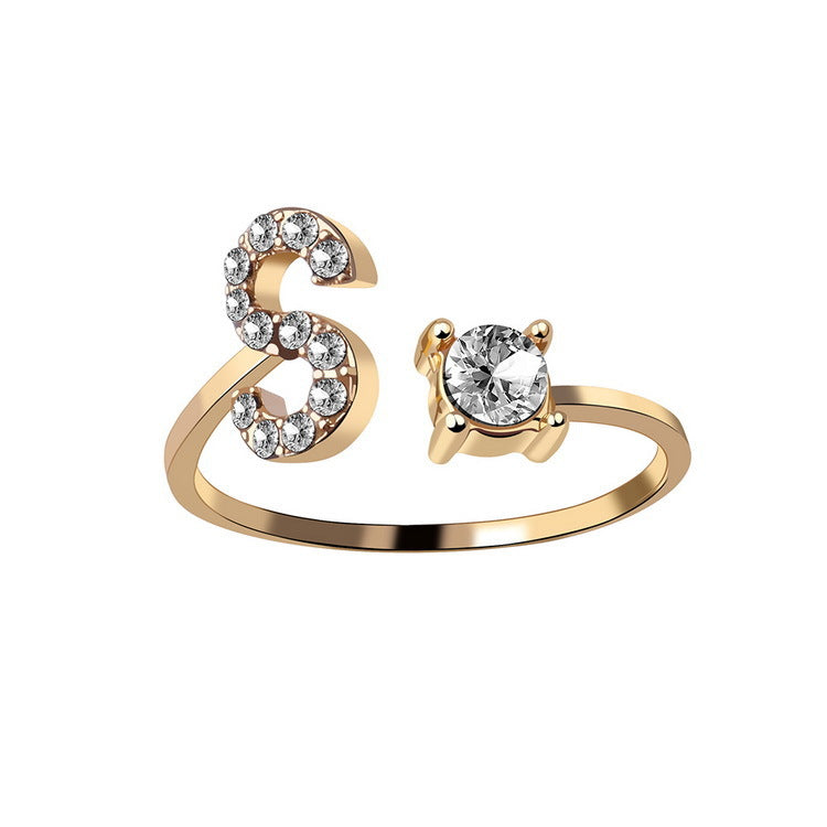 Anillo ajustable de nuevo diseño con 26 letras iniciales, joyería de moda para mujer, joyería simple y elegante