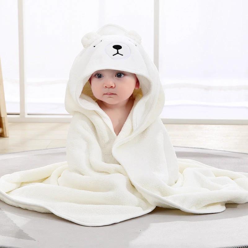 New Spring And Autumn Baby Swaddle Towel Cute Cartoon Hug Quilt Coral Fleece Hooded Bath Towel by eprolo