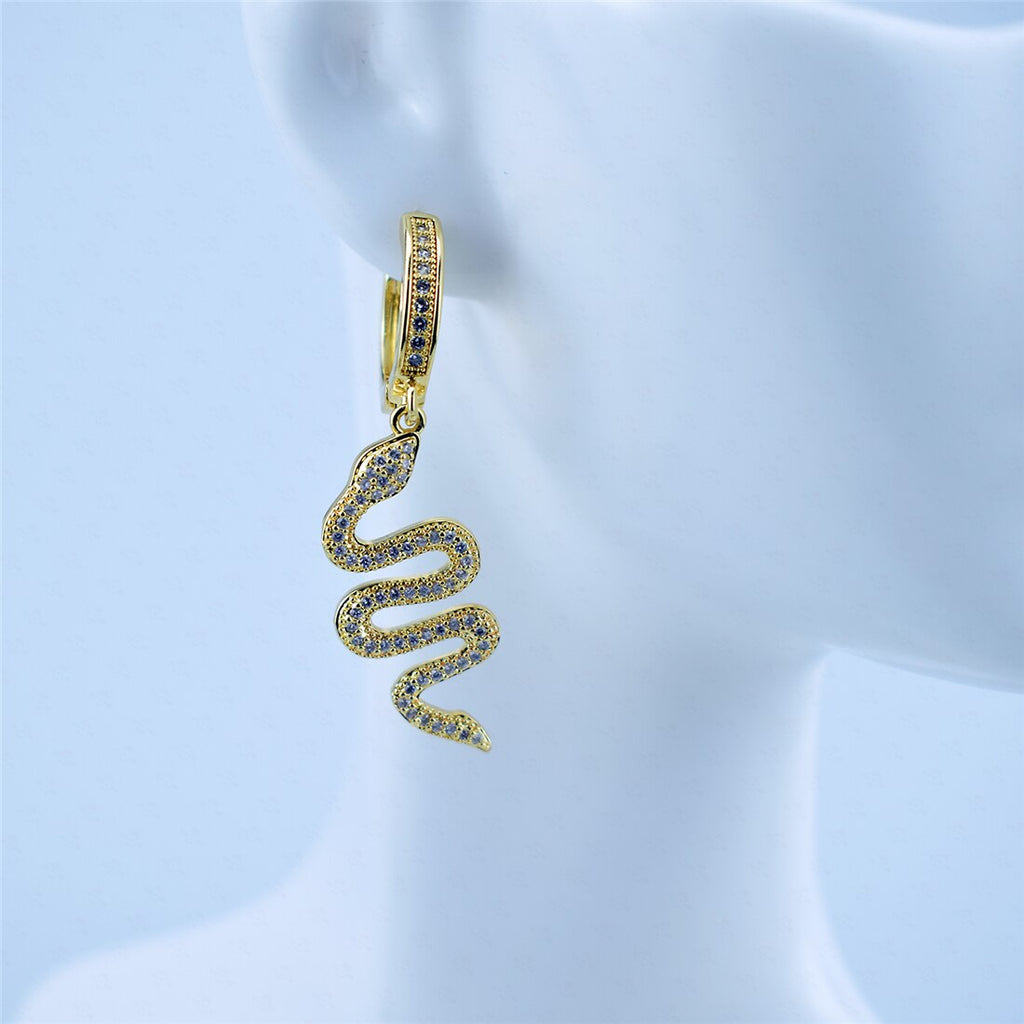 Personality big snake zircon earrings