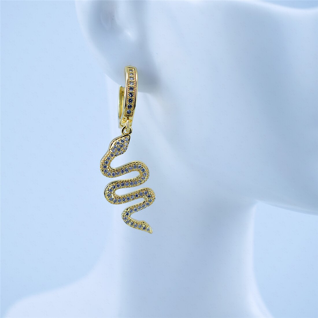 Personality big snake zircon earrings
