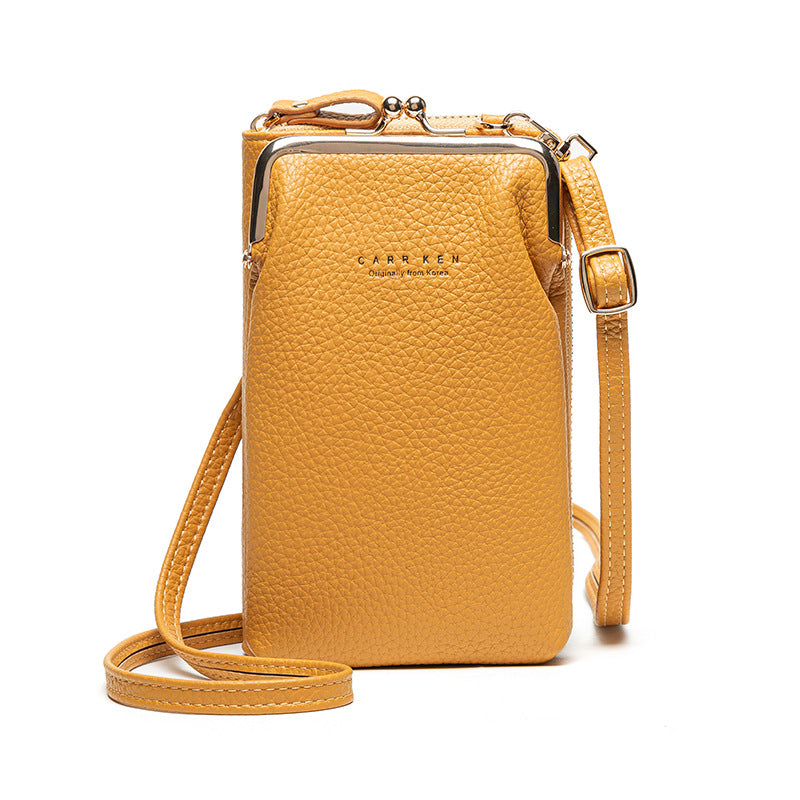 Bolso de Hombro Diagonal de Color Sólido con Patrón Lichi a la Moda
