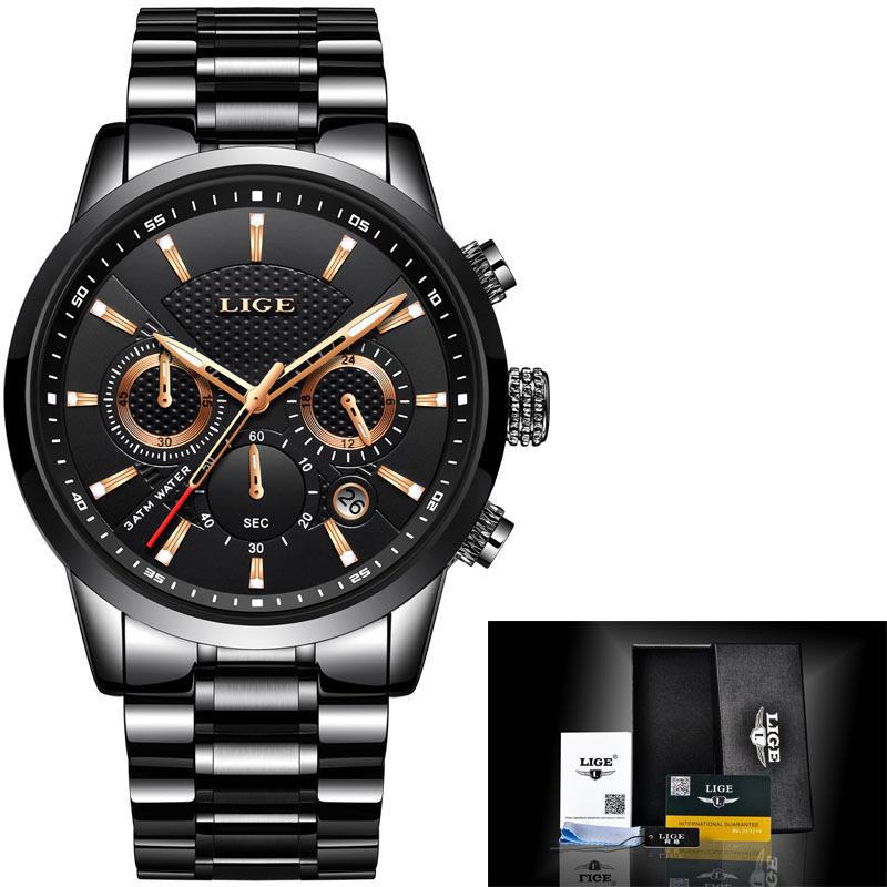 Reloj de cuarzo deportivo para hombre con correa de acero impermeable