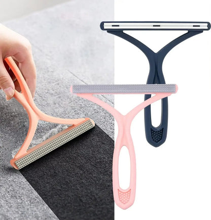 Silicone double-sided pet hair remover; pink and navy fabric shavers for clothes and carpets (2-pack)