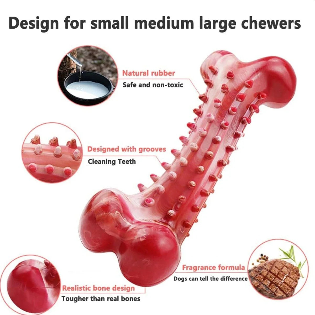Juguete masticable de caucho natural apto para perros agresivos - Duradero y resistente, apto para perros que muerden objetos pesados