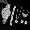 Ensemble de cinq montres-bracelets à quartz romain tendance en diamant pour femme
