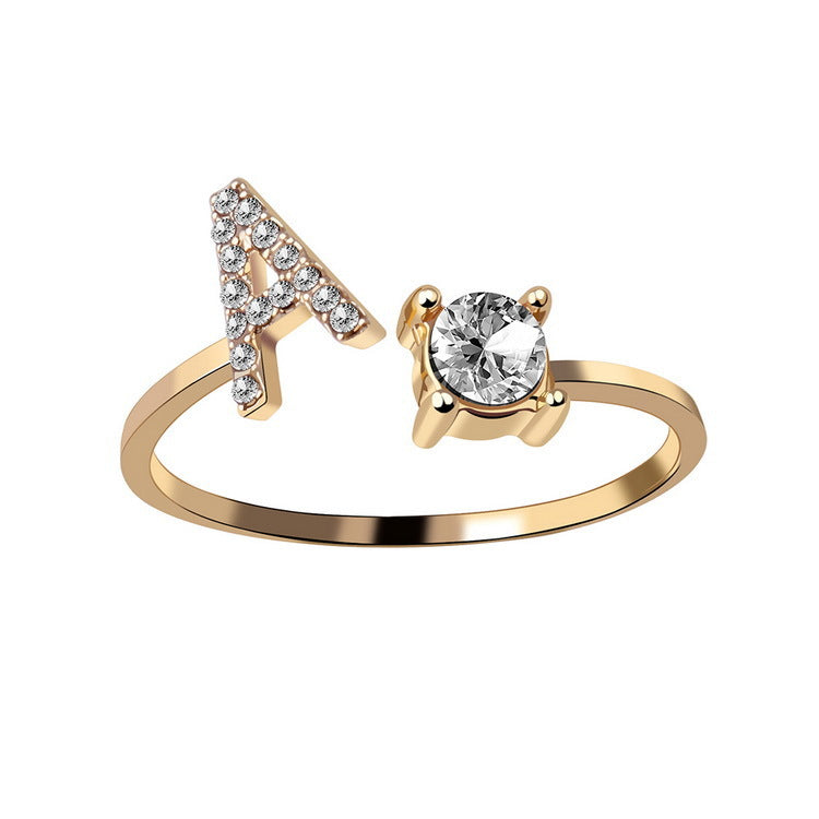 Anillo ajustable de nuevo diseño con 26 letras iniciales, joyería de moda para mujer, joyería simple y elegante