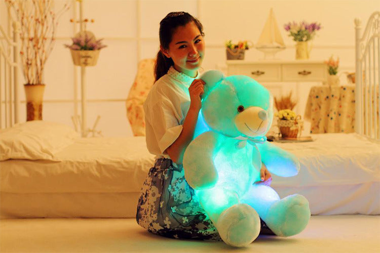 Ours en peluche lumineux à LED, jouet en peluche coloré et brillant, cadeau de Noël pour enfants, oreiller