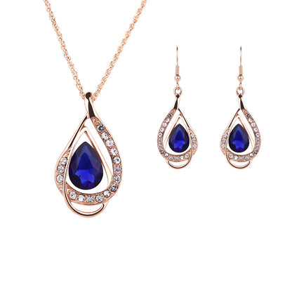 Parure collier boucles d'oreilles rétro deux pièces