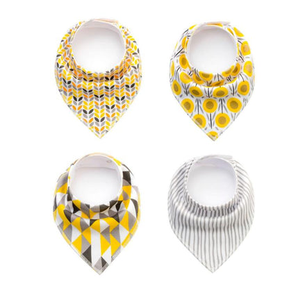 Lot de 4 bavoirs imprimés flèche vague triangle, accessoires bavoir bandana en coton pour bébé