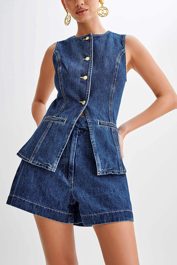 Ensemble Femme sans Manches Décontracté en Jean