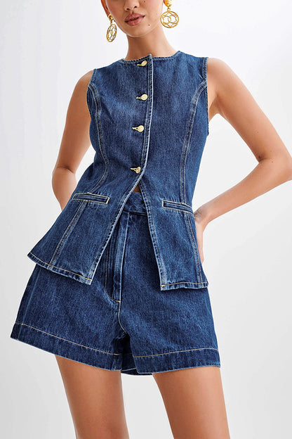 Ensemble Femme sans Manches Décontracté en Jean