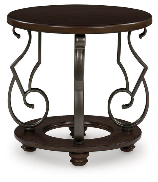 Dark Brown Frallyn Round End Table by Signature Design Ashley-1