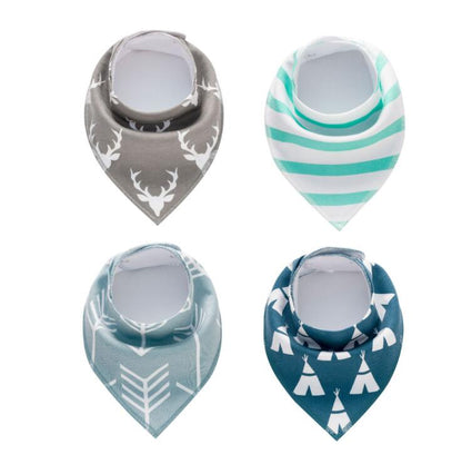 Lot de 4 bavoirs imprimés flèche vague triangle, accessoires bavoir bandana en coton pour bébé