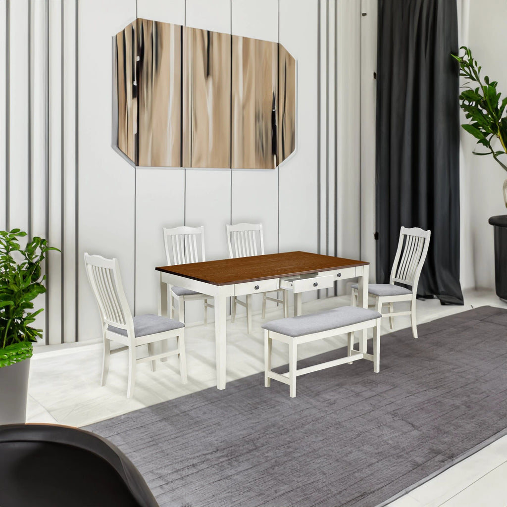 TOPMAX Mid-Century 6-Piece Wood Dining Table Set by eprolo