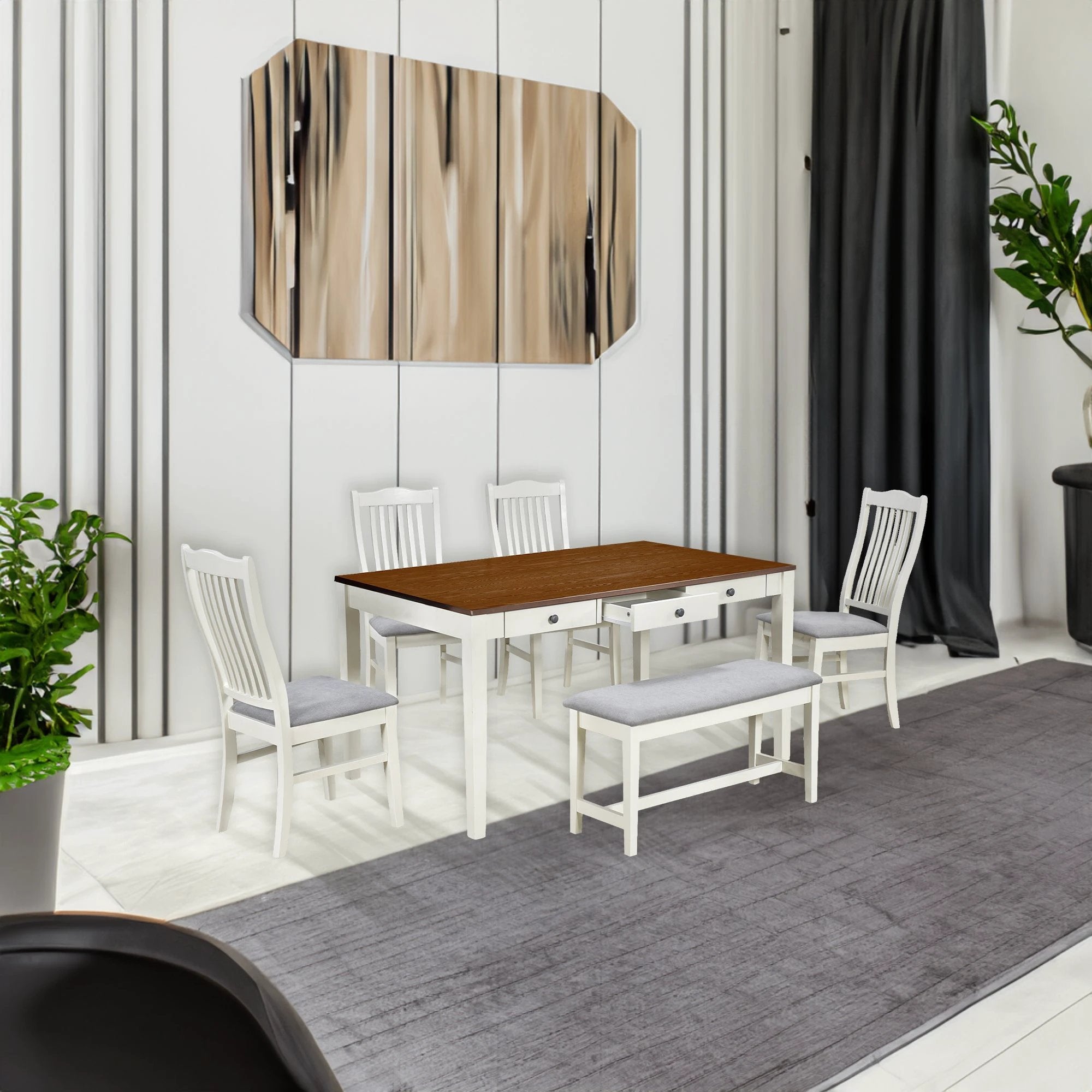 TOPMAX Mid-Century 6-Piece Wood Dining Table Set by eprolo