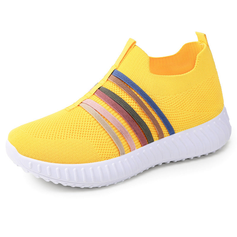 Zapatos casuales de mujer, superficie de malla transpirable, talla grande, tacones de suela blanda
