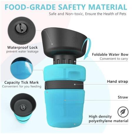 Botella Plegable para Exteriores para Mascotas, Botella de Agua de Viaje para Perros, Dispensador de Agua para Perros