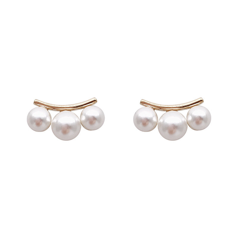 Female Retro 925 Silver Needle Pearl Earrings