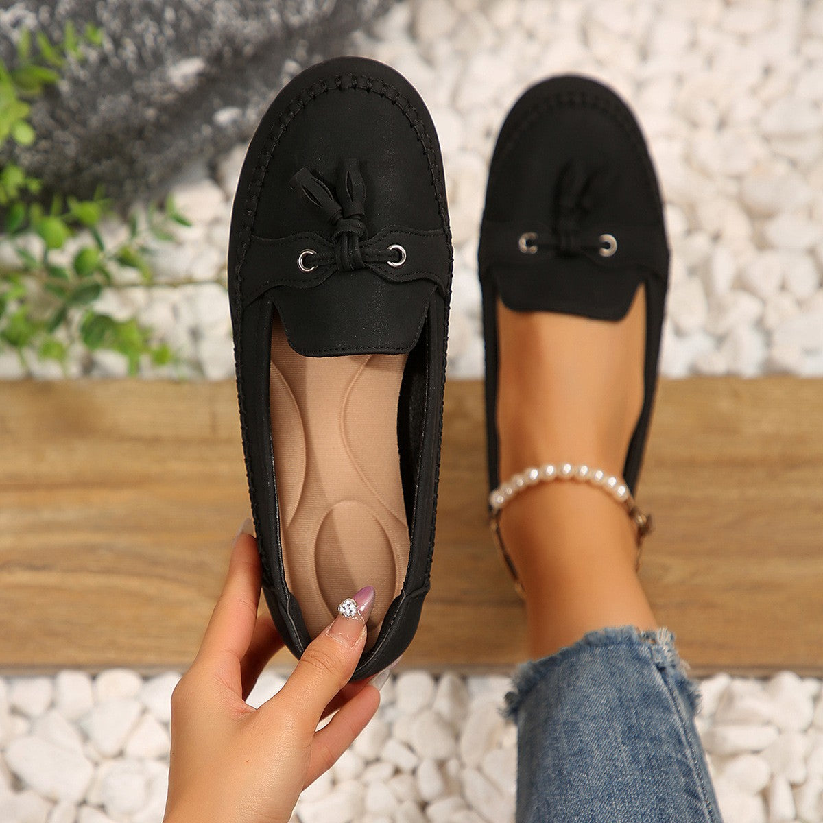 Mocassins ronds pour femmes Tendance Antidérapants Souples Confortables
