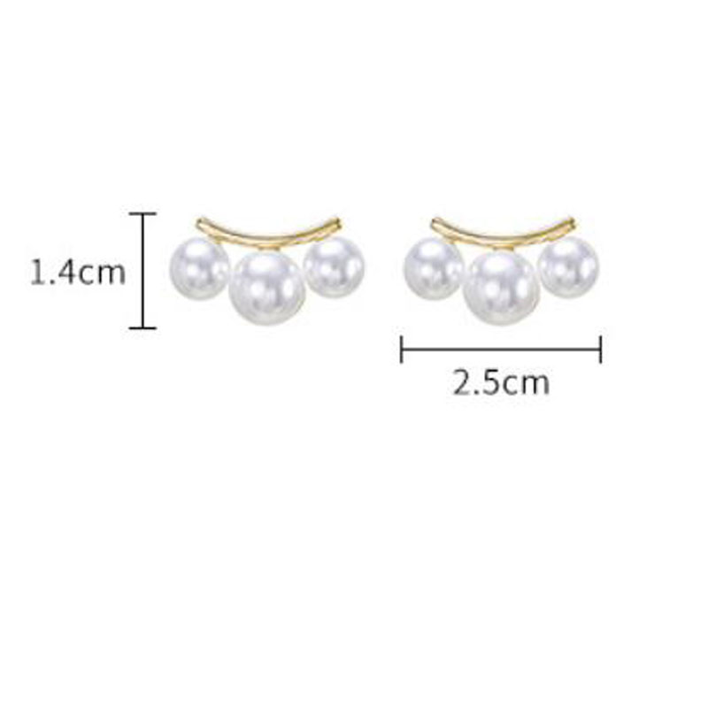 Female Retro 925 Silver Needle Pearl Earrings