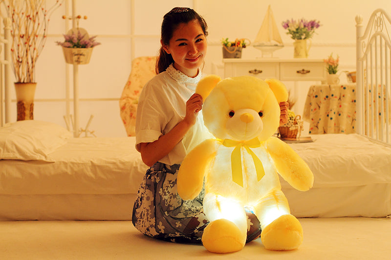 Ours en peluche lumineux à LED, jouet en peluche coloré et brillant, cadeau de Noël pour enfants, oreiller
