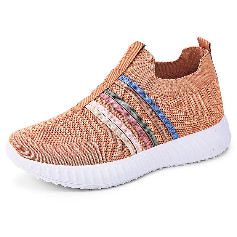 Zapatos casuales de mujer, superficie de malla transpirable, talla grande, tacones de suela blanda